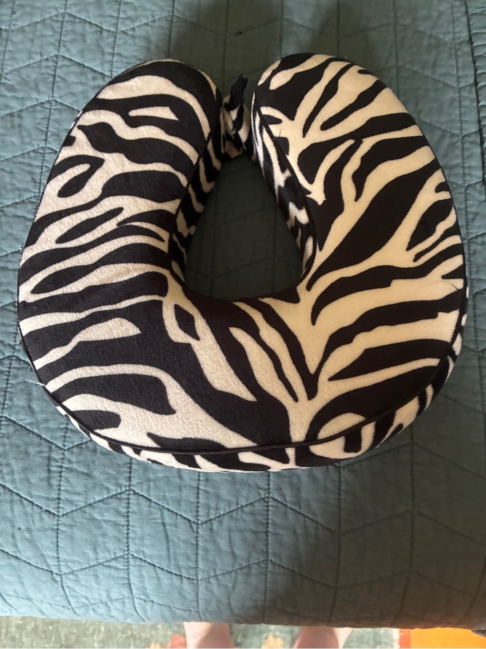Zebra Print Memory Foam Travel Neck Pillow - Black & White